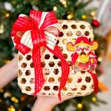 Quà Tết 2026 - Set quà Giỏ mây hộp vuông 4 món hũ tròn | Đặc sản Đà Lạt