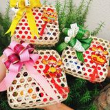 Quà Tết 2026 - Set quà Giỏ mây hộp vuông 4 món hũ tròn | Đặc sản Đà Lạt