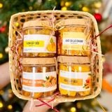 Quà Tết 2026 - Set quà Giỏ mây hộp vuông 4 món hũ tròn | Đặc sản Đà Lạt