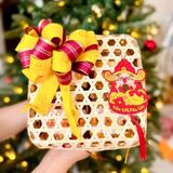 Quà Tết 2026 - Set quà Giỏ mây hộp vuông 4 món hũ tròn | Đặc sản Đà Lạt