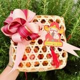 Quà Tết 2026 - Set quà Giỏ mây hộp vuông 4 món hũ tròn | Đặc sản Đà Lạt