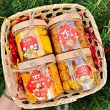 Quà Tết 2026 - Set quà Giỏ mây hộp vuông 4 món hũ tròn | Đặc sản Đà Lạt