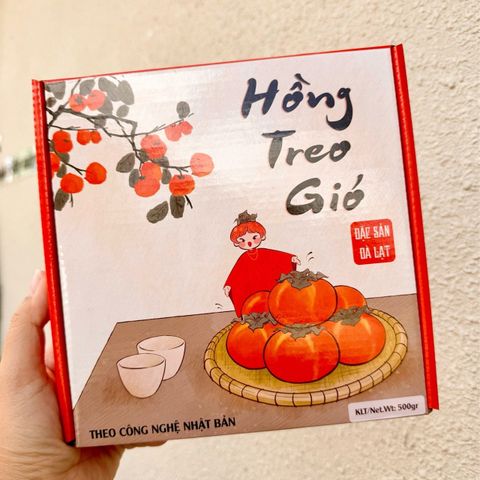 Hồng Treo Gió Cầu Đất Đà Lạt [kèm hộp] - Hồng Treo Gió 25 ngày | 500gr | Đặc sản Đà Lạt