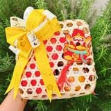 Quà Tết 2026 - Set quà Giỏ mây hộp vuông 4 món hũ tròn | Đặc sản Đà Lạt