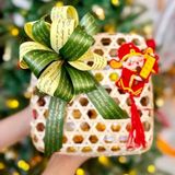 Quà Tết 2026 - Set quà Giỏ mây hộp vuông 4 món hũ tròn | Đặc sản Đà Lạt