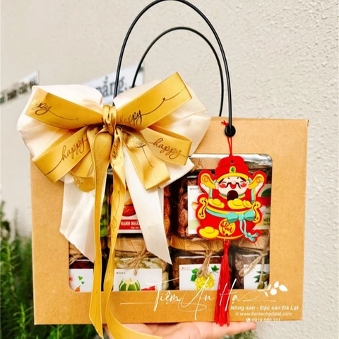 Quà Tết 2026 - Set Túi Kraft 8 món hũ vuông | Đặc sản Đà Lạt