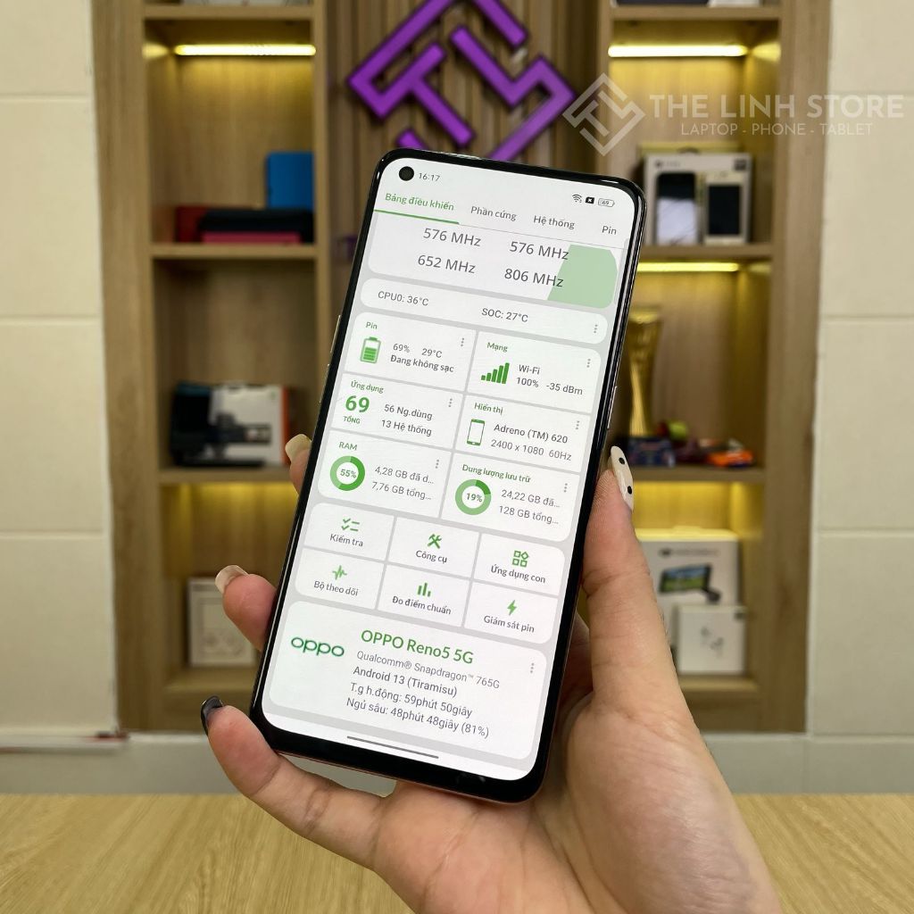 Điện thoại Oppo Reno5 5G màn AMOLED 90Hz - Snapdragon 765 5G ram 8G 128G