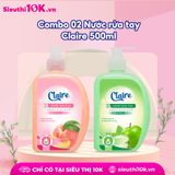  Combo 02 Nước Rửa Tay Claire Khử Mùi, Sạch Khuẩn 500Ml 