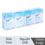  Sữa tiệt trùng không đường TH True Milk lốc 4*110ml/lốc 4*180ml 