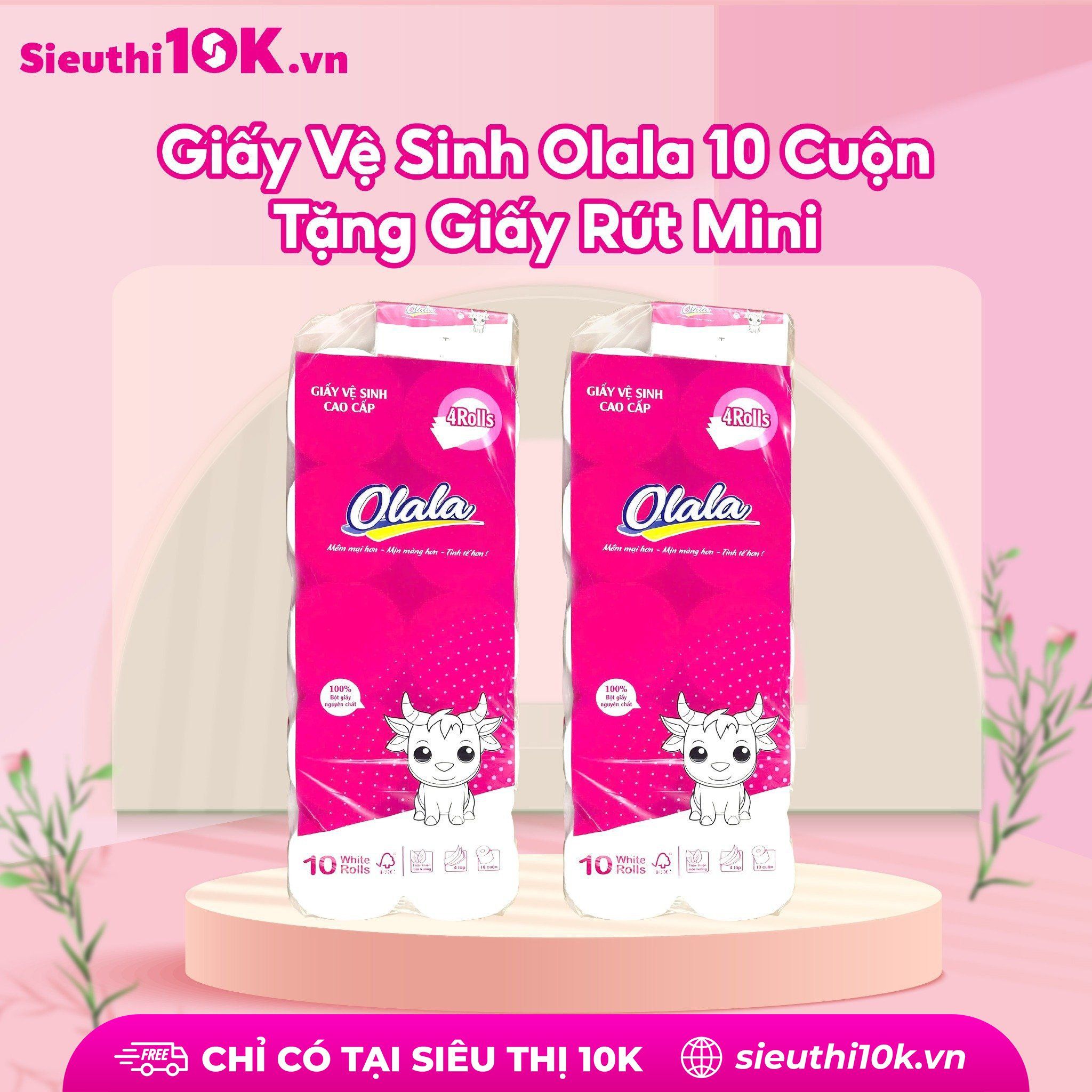  Giấy Vệ Sinh Olala 10 Cuộn Tặng Giấy Rút Mini 10/B 