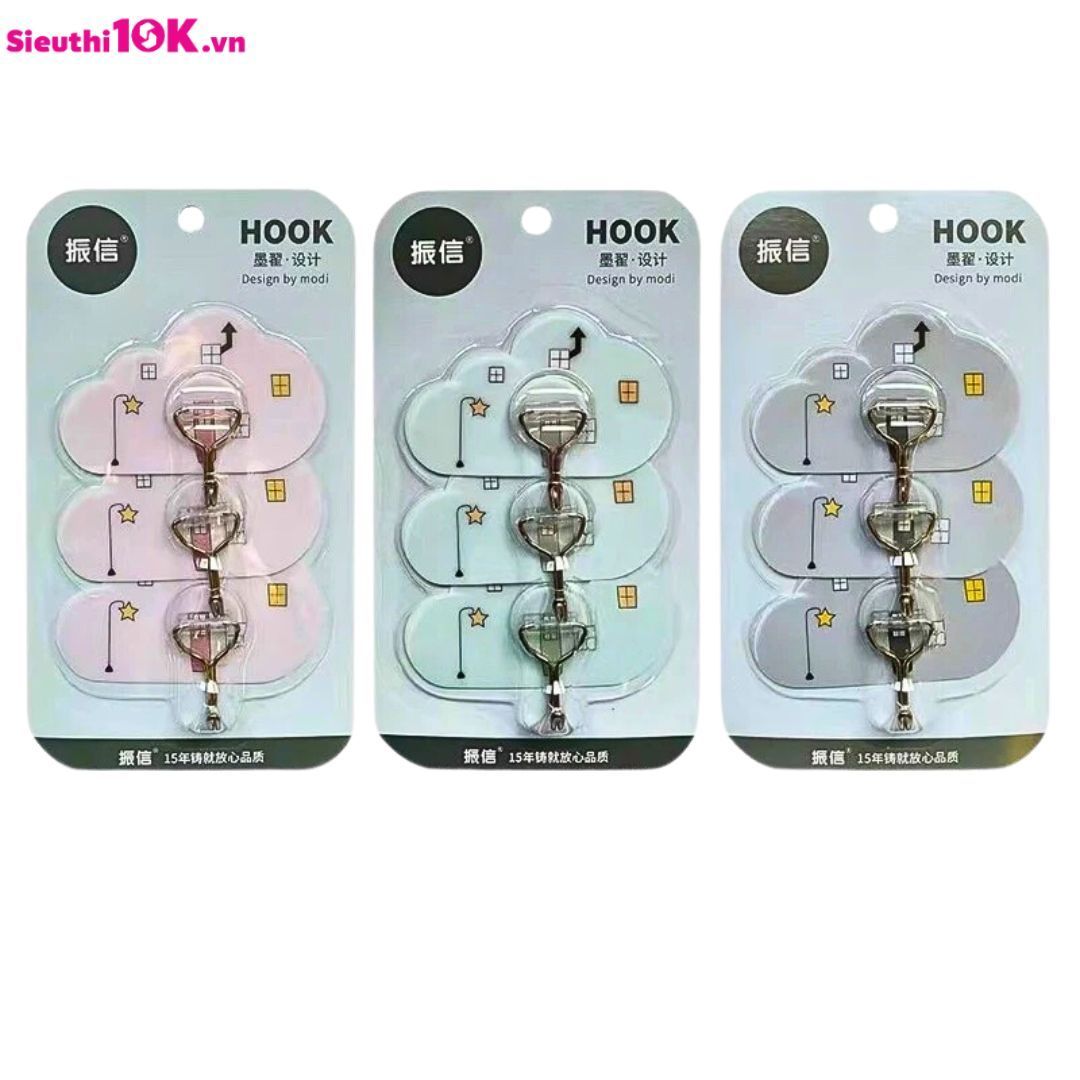  Móc Dính Tường Vỉ 3 Hình cute, Bám Chắc 