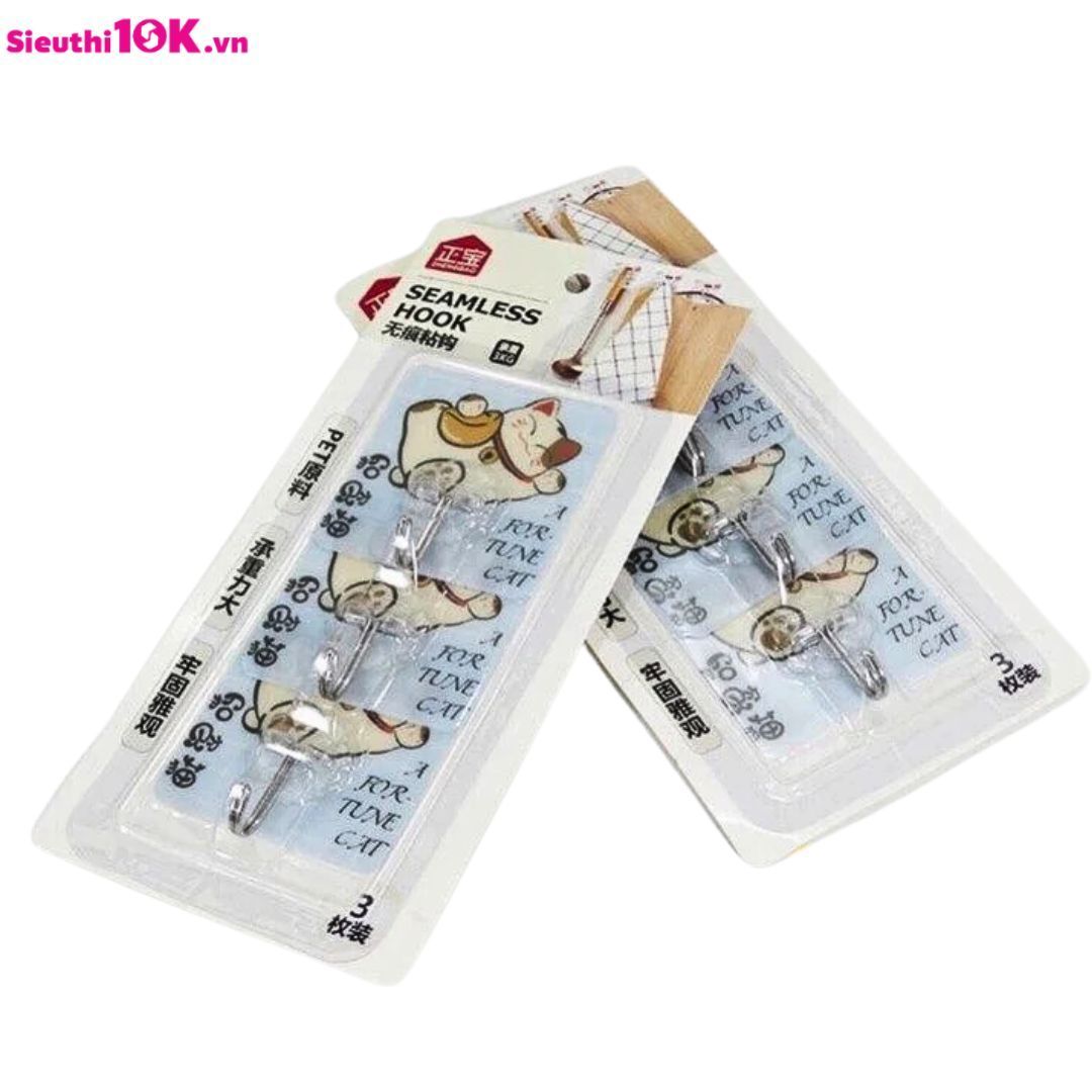  Móc Dính Tường Vỉ 3 Hình cute, Bám Chắc 