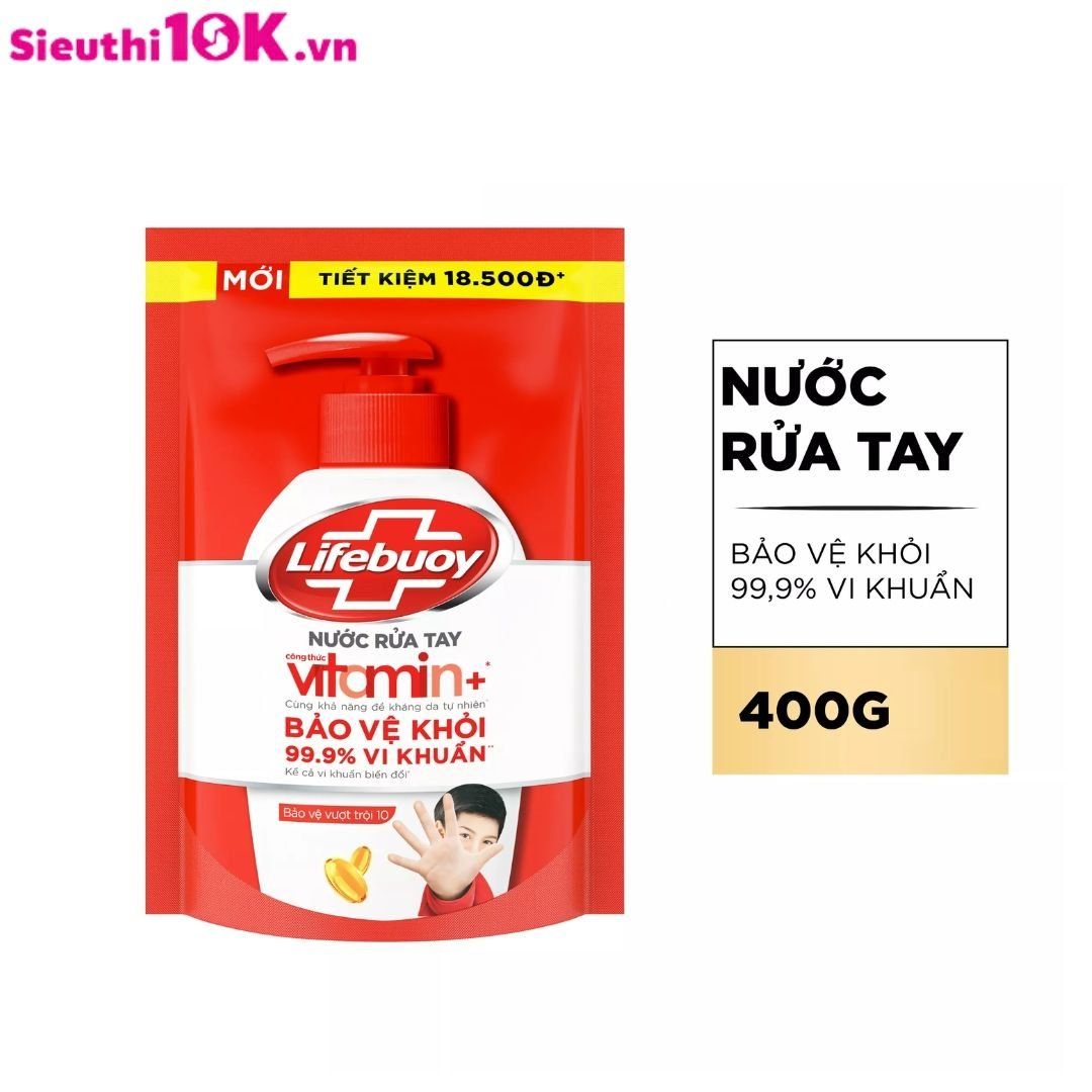  Lifebuoy Nước Rửa Tay Khử Mùi Hương Chanh/Bảo Vệ Túi 400G 