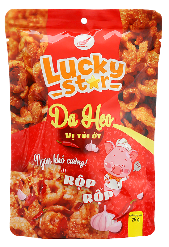  Da heo Lucky Star vị mắm hành/tỏi ớt 25g 