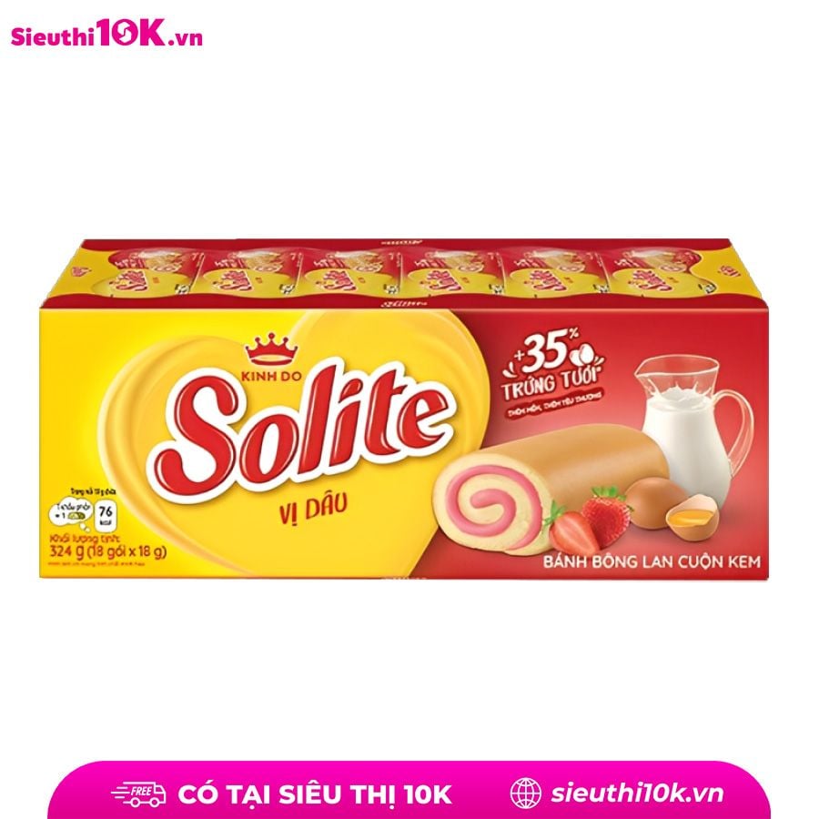  Bánh Solite bông lan cuộn lá dâu 324gr 