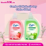  Combo 02 Nước Rửa Tay Claire Khử Mùi, Sạch Khuẩn 500Ml 