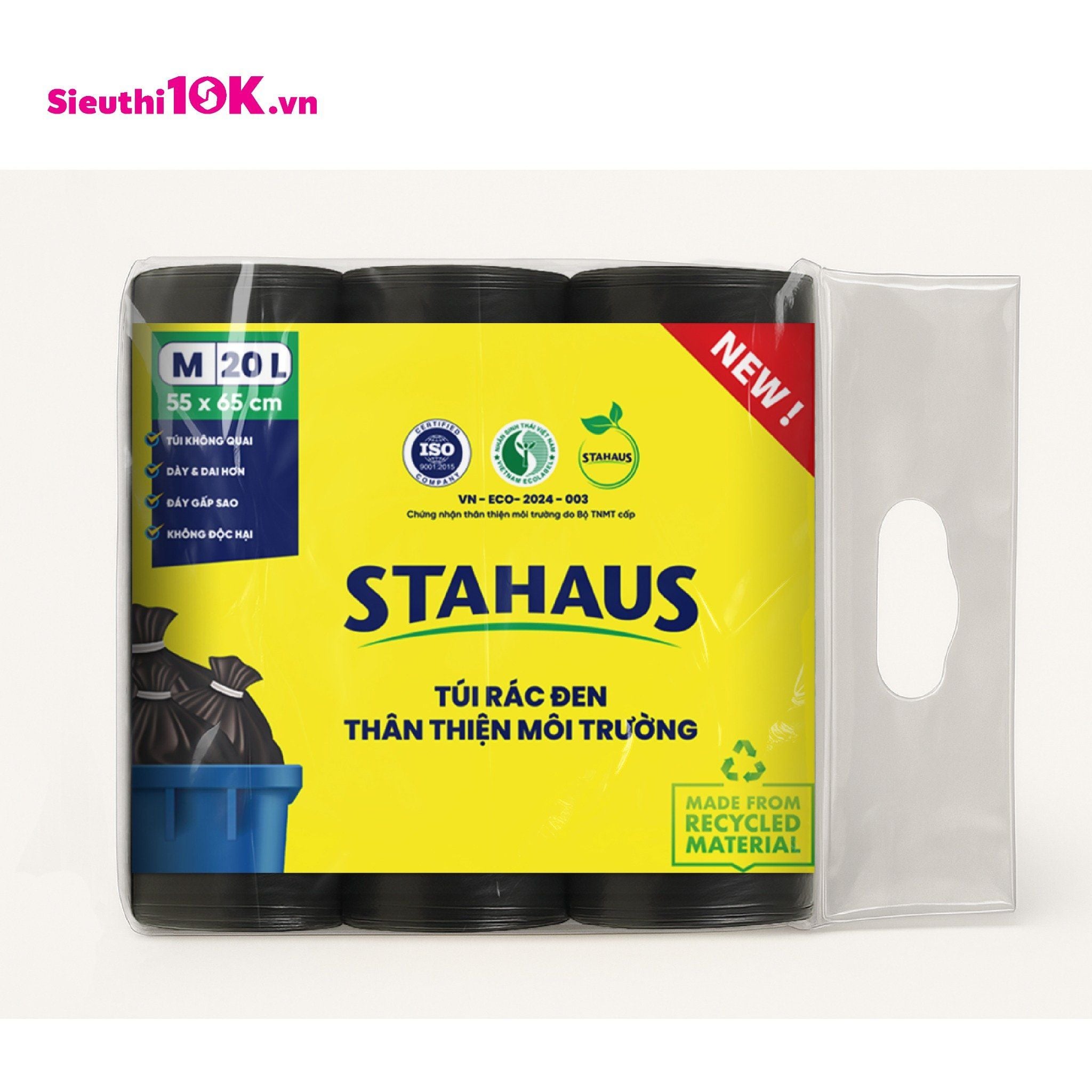  Túi rác Thân Thiện Môi Trường Stahaus (đen) size M 55x65cm (20L) 
