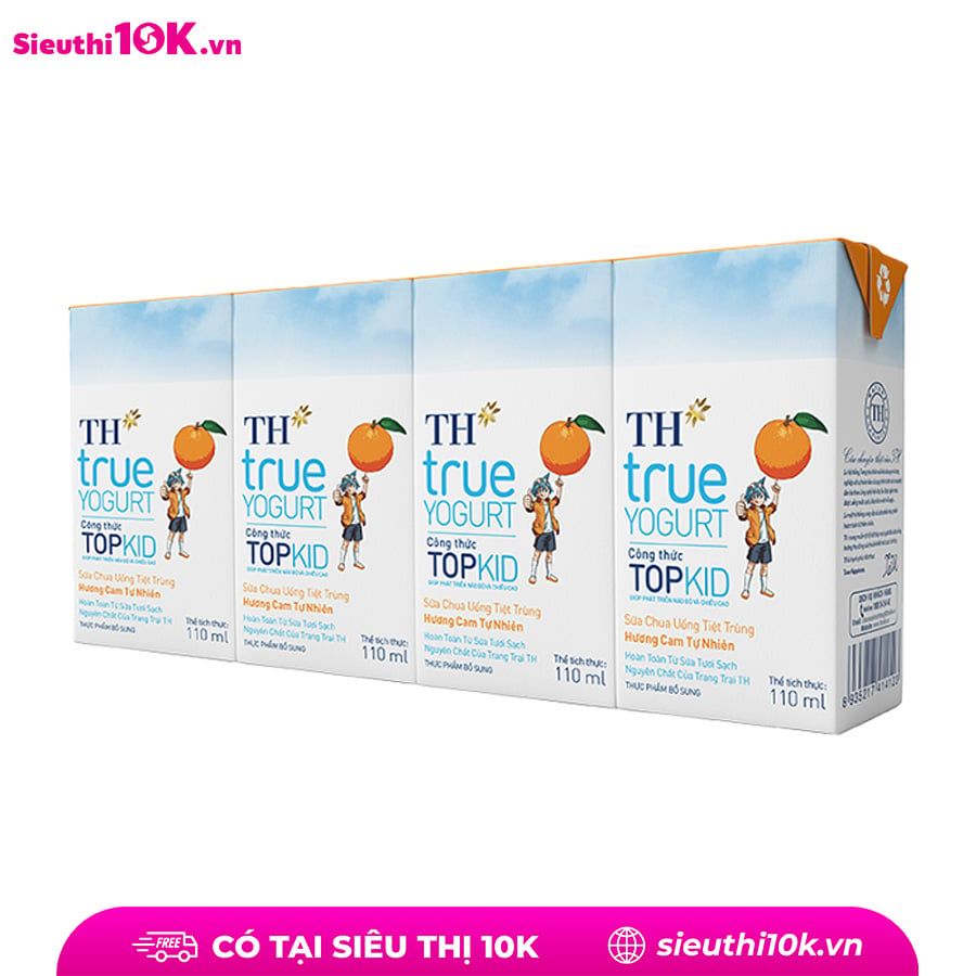  Sữa chua uống TH True Milk topkids Hương cam Lốc 4*110ml 