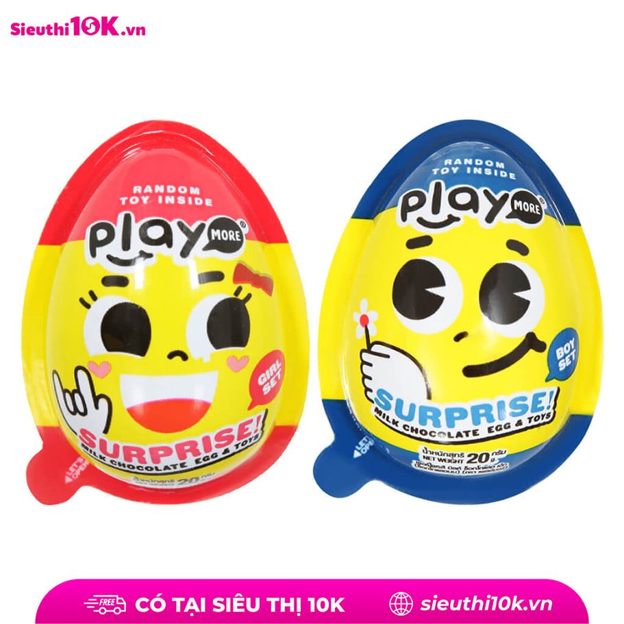  Kẹo Playmore trứng đồ chơi Socola sữa bất ngờ 20g 