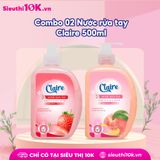  Combo 02 Nước Rửa Tay Claire Khử Mùi, Sạch Khuẩn 500Ml 