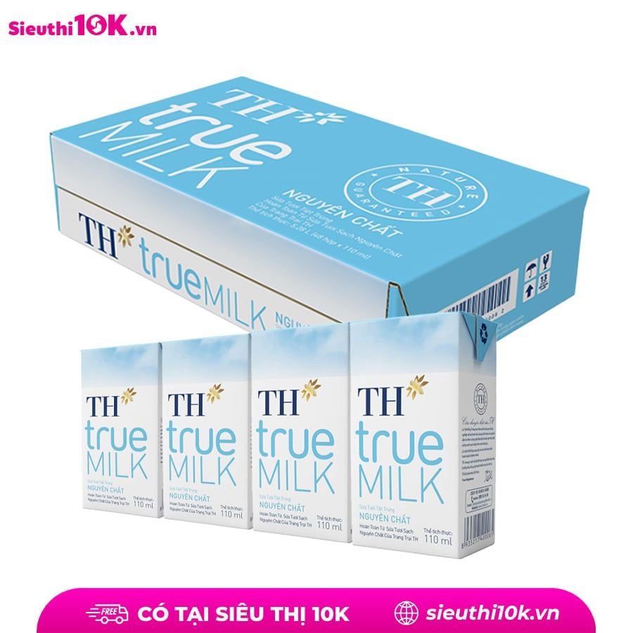  Sữa TH True Milk nguyên chất tiệt trùng Lốc 4*110ml 