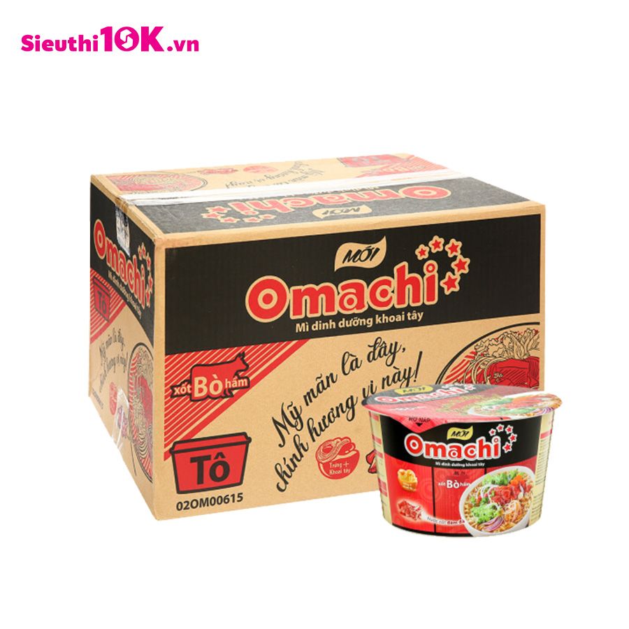  Thùng mì Omachi Khoai Tây Xốt Bò Hầm 18 Tô 95g 