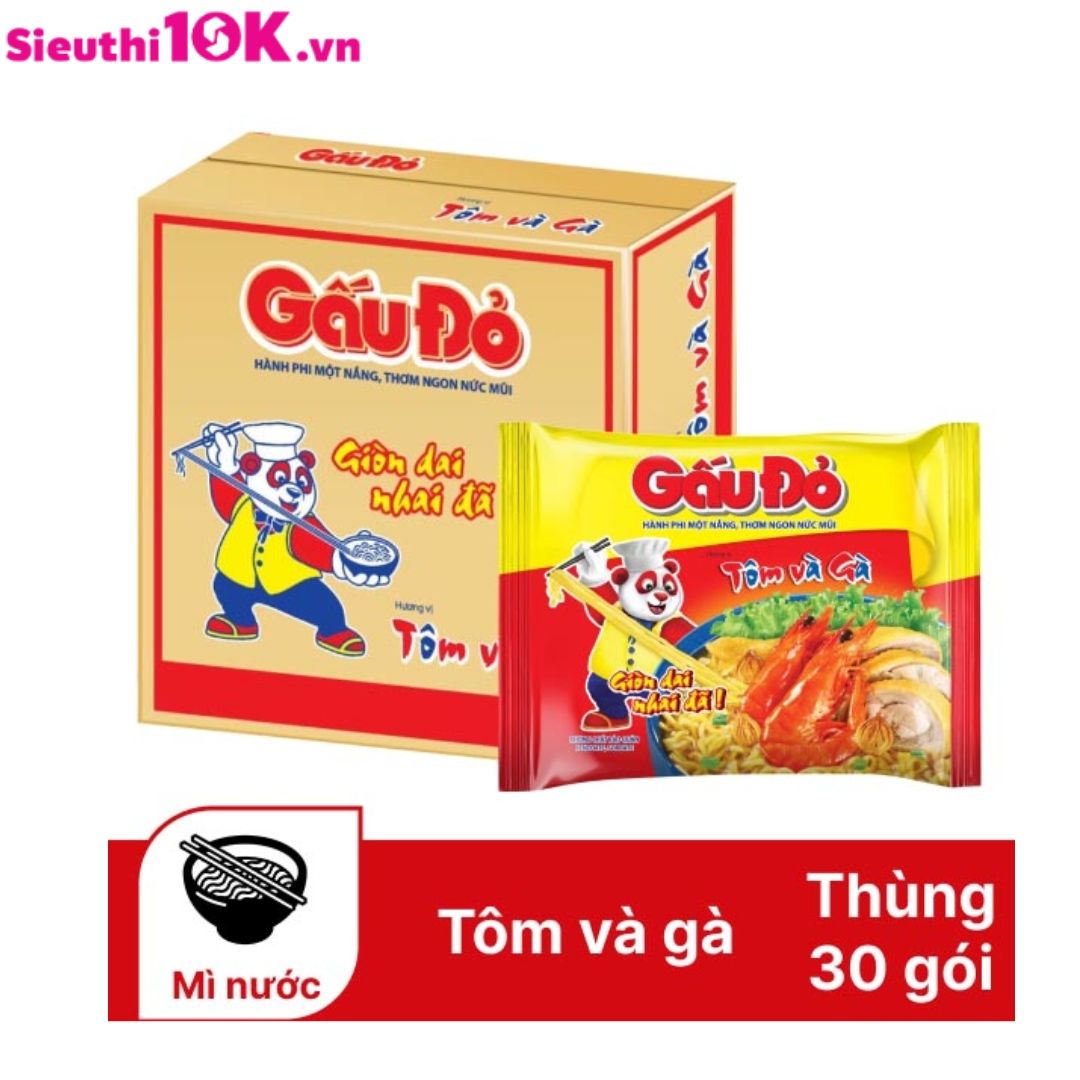  Mì Gấu Đỏ Tôm Và Gà Gói 63G 30/T 