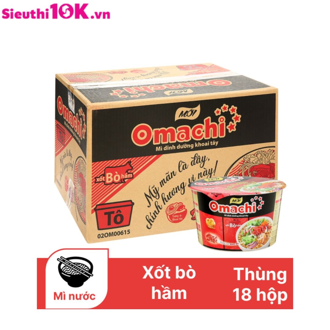  Mì Omachi Khoai Tây Xốt Bò Hầm Tô 95g 18/T 