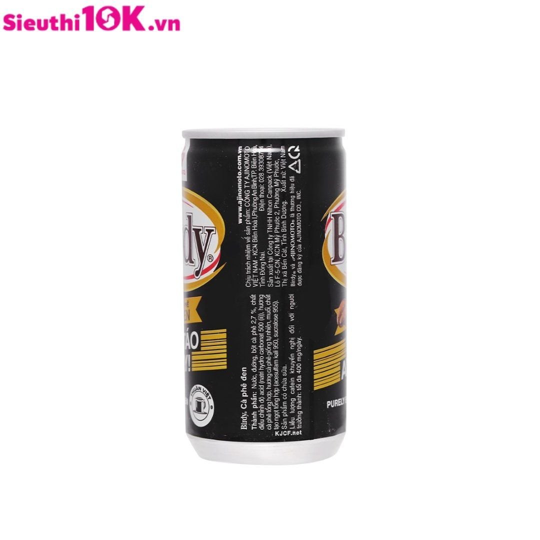 Cà Phê Đen Birdy Lon 170ml 24/T 