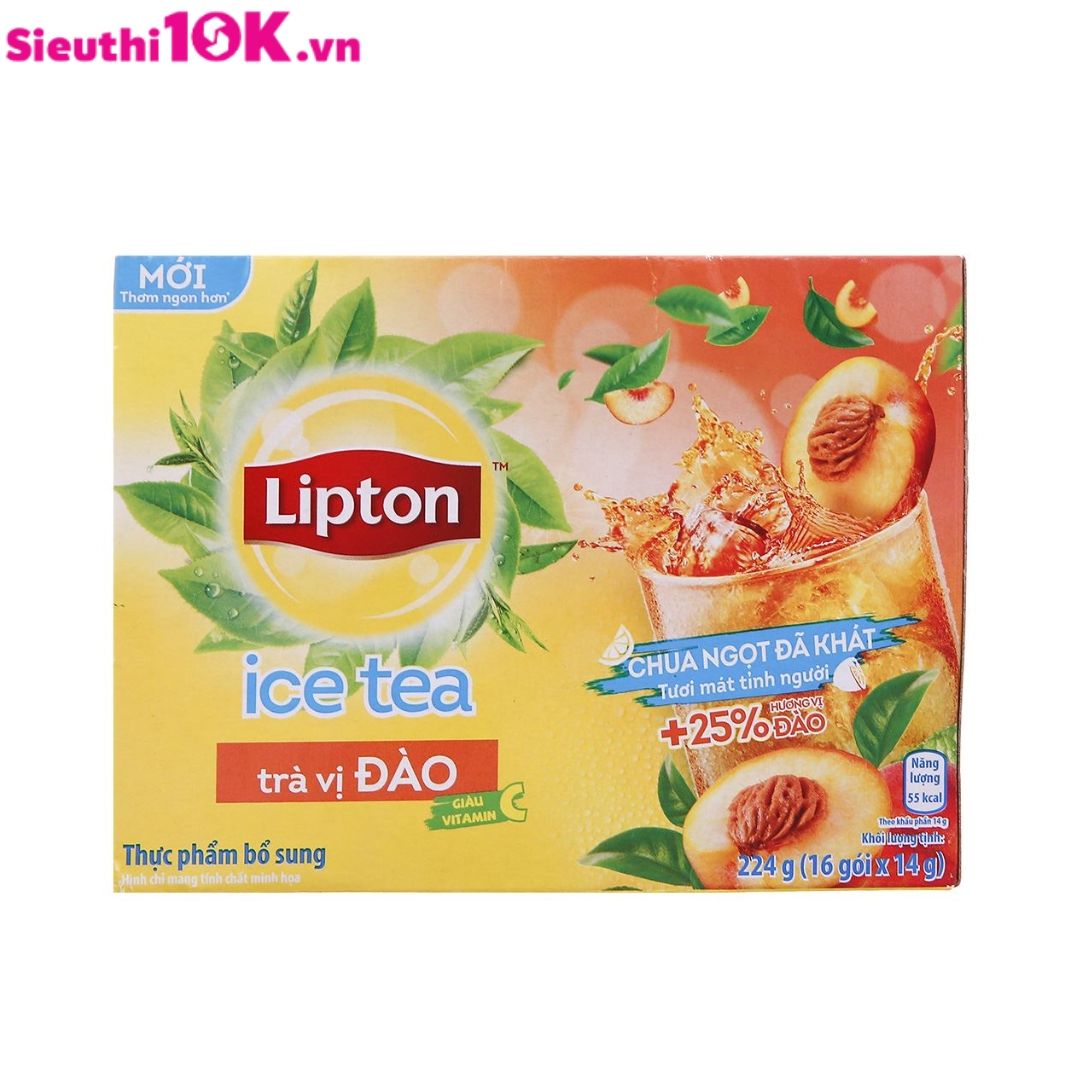  Trà Đào Lipton Hòa Tan Tươi Mát hộp 16 Gói 12g 30/T 