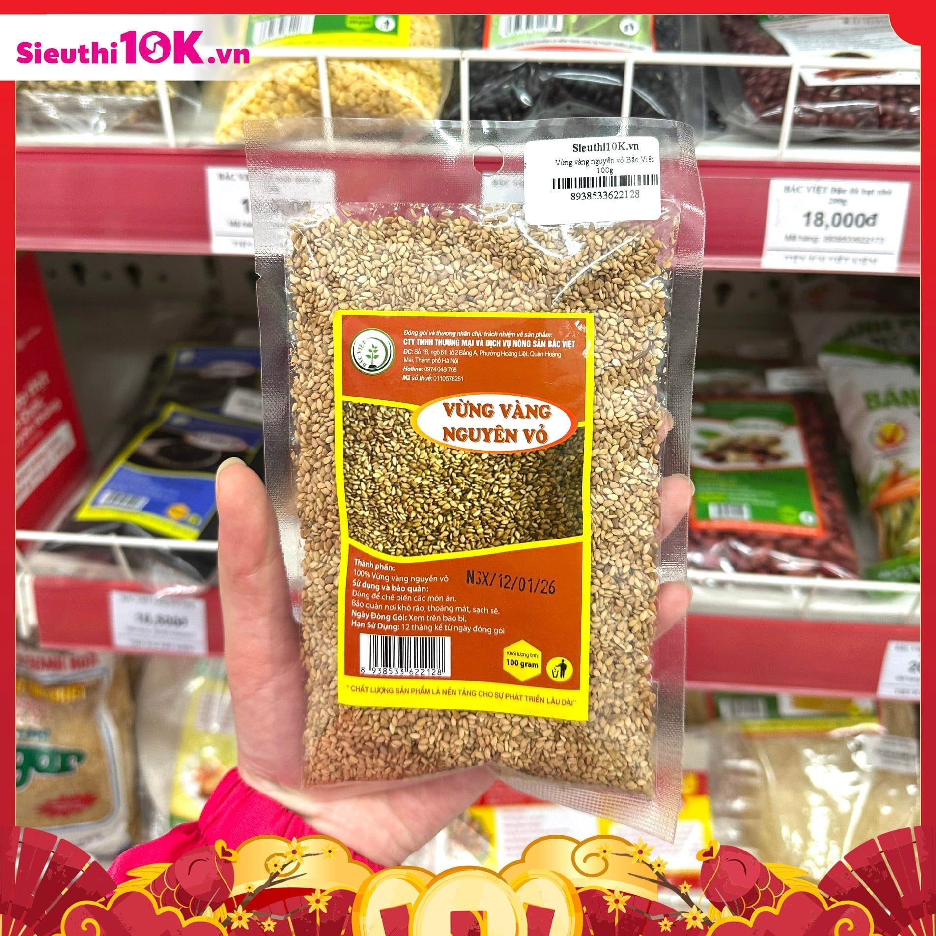  BẮC VIỆT Vừng vàng nguyên vỏ 100g 