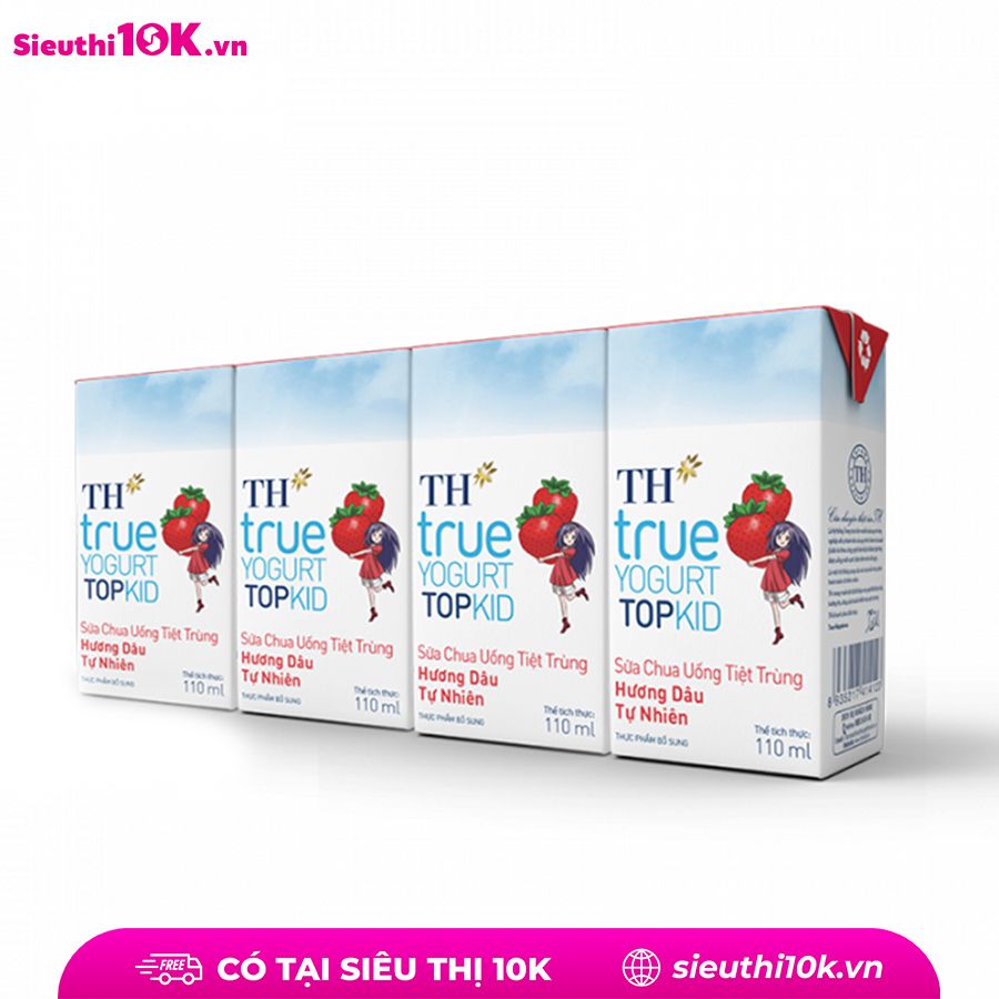  Sữa chua uống TH True Milk topkids Hương dâu 110ml 
