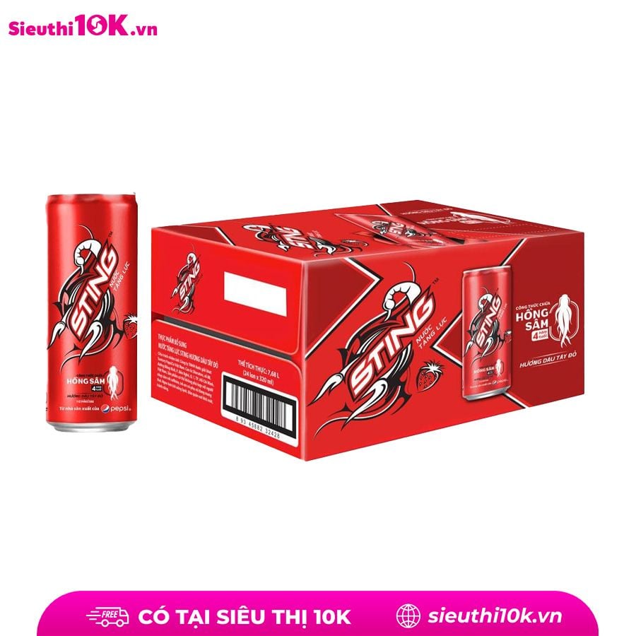  Nước tăng lực Sting dâu lon 320ml 24/T 