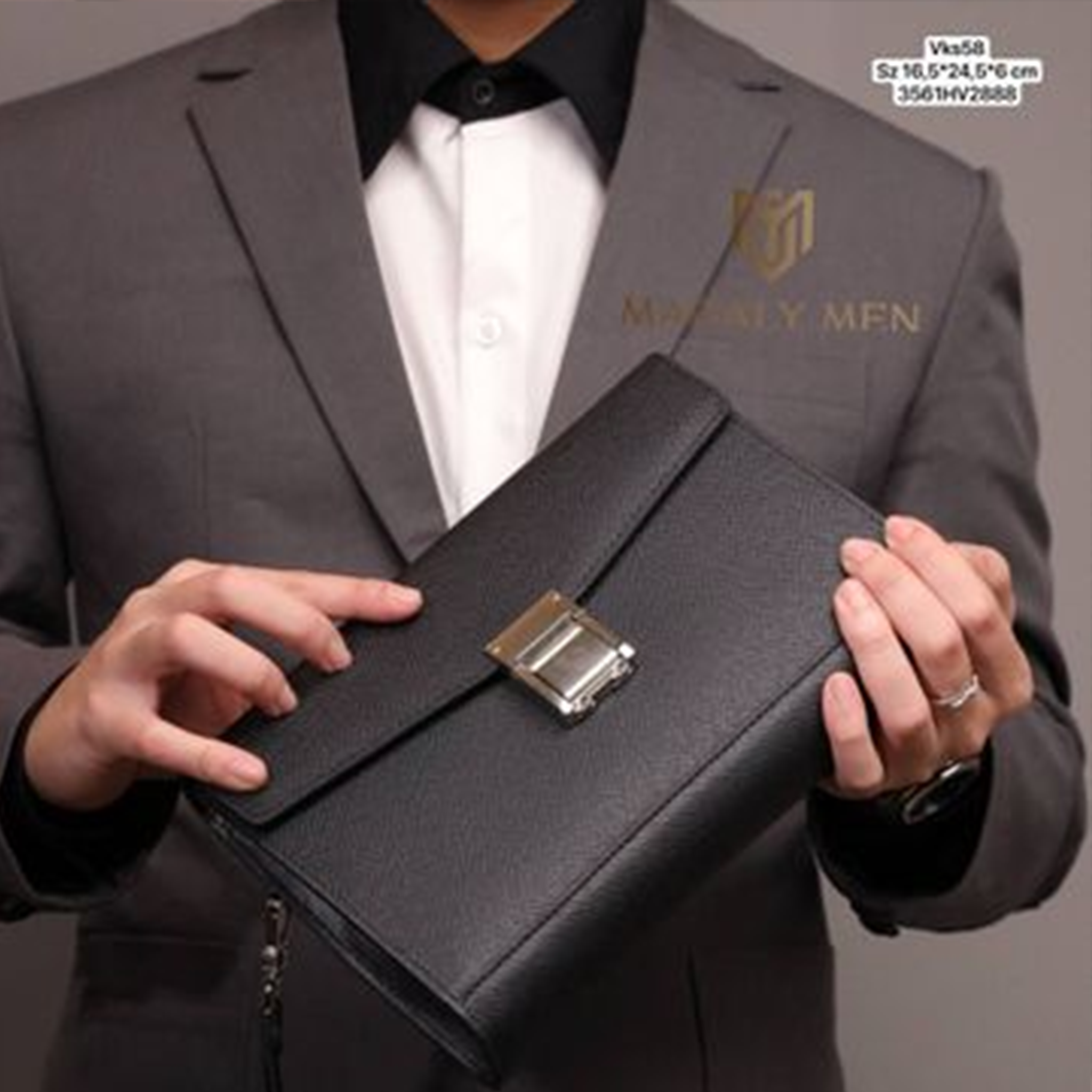 VKS58 Ví Khóa Số, Ví Nam Cầm tay, Clutch Cầm Tay Nam Da Bò Mont Blanc