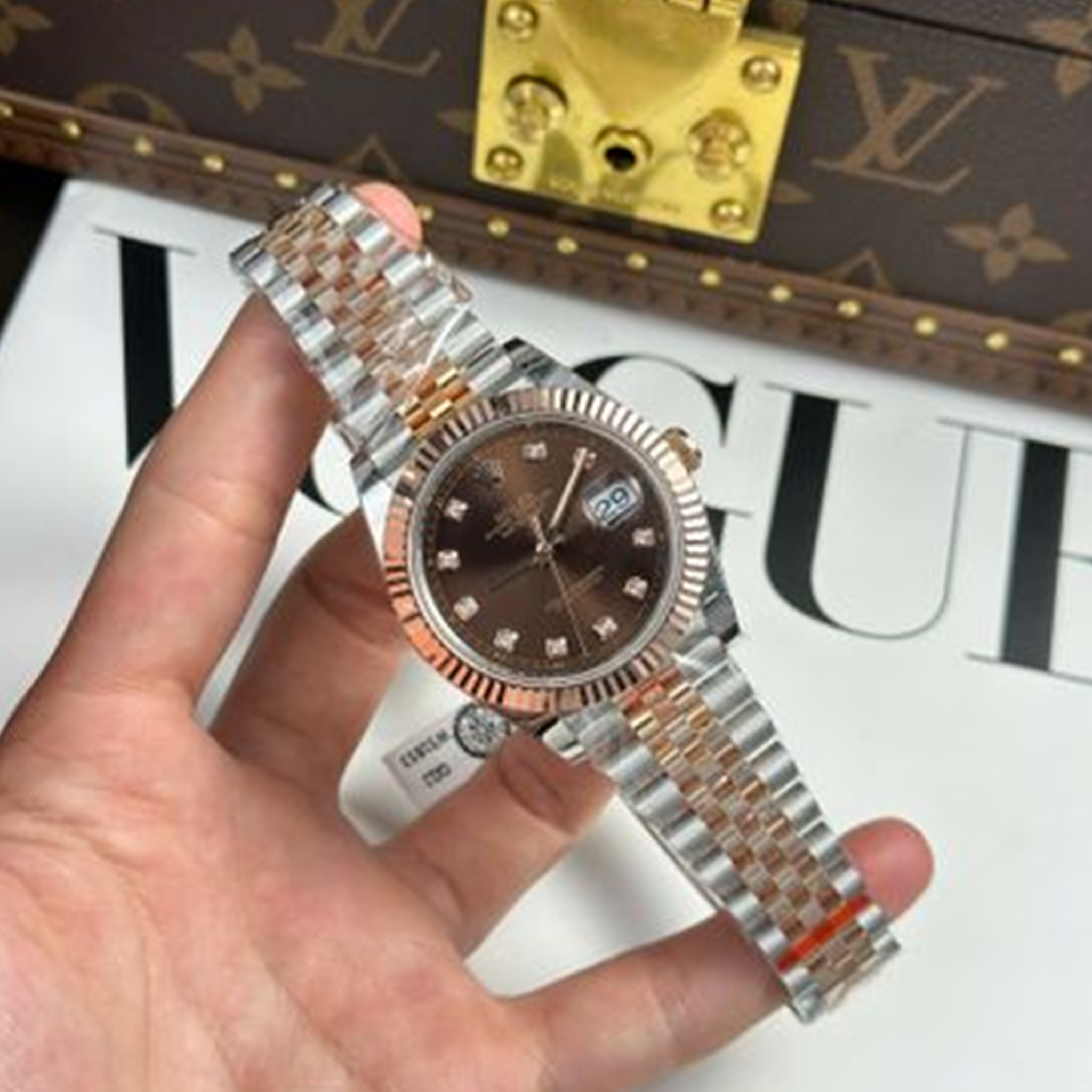 Rolex DateJust 126331 1:1 GM Factory Bọc Vàng Thật Mặt Chocolate Cọc Kim 41mm