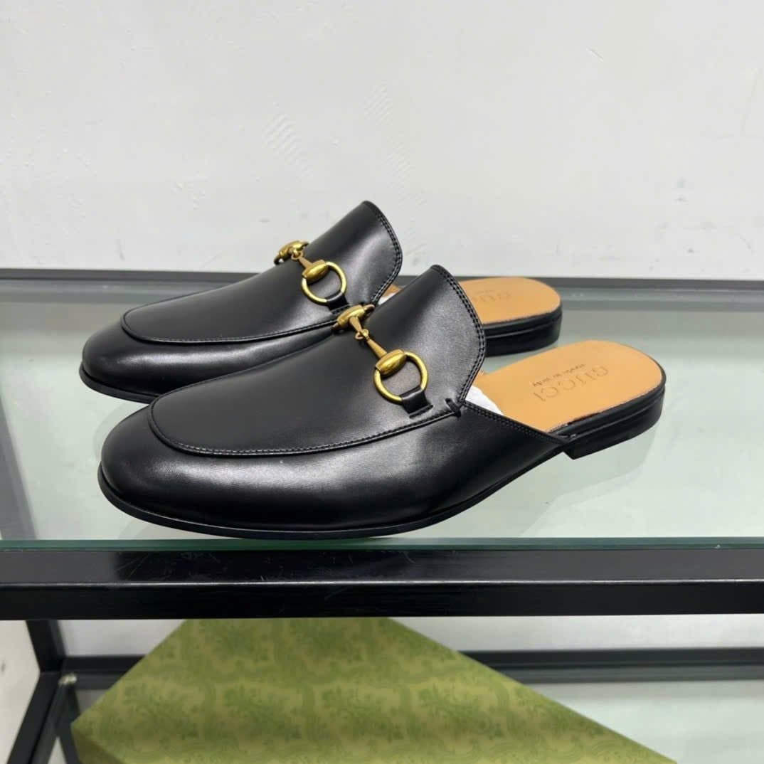 Slippers, Sục da Gucci Princetown màu đen