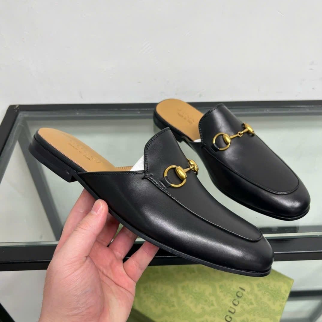 Slippers, Sục da Gucci Princetown màu đen