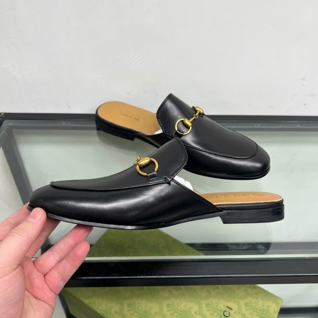 Slippers, Sục da Gucci Princetown màu đen