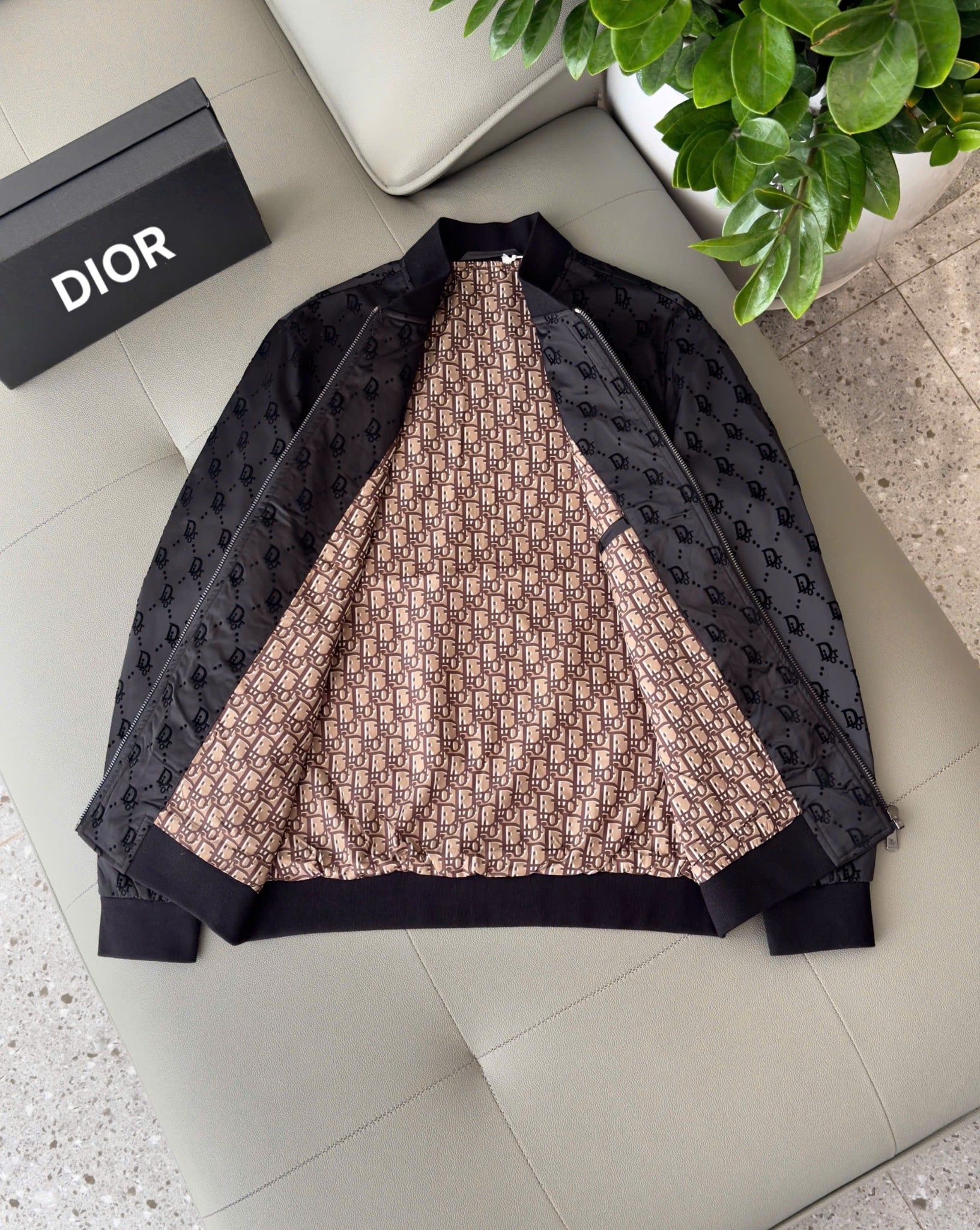 Áo khoác Bomber họa tiết Oblique Dior