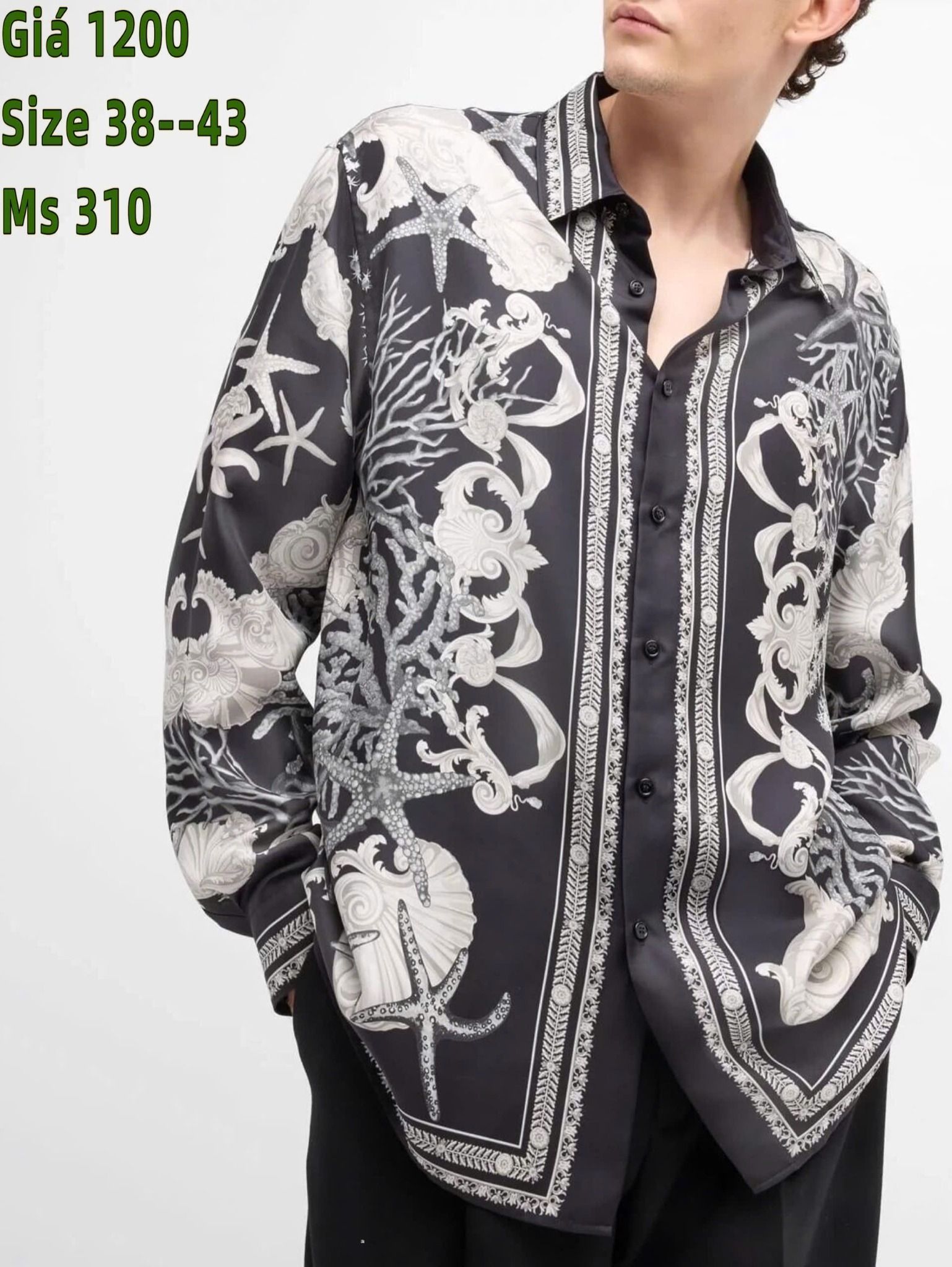 Áo Sơ Mi Lụa Cao Cấp Versace Barocco Sea
