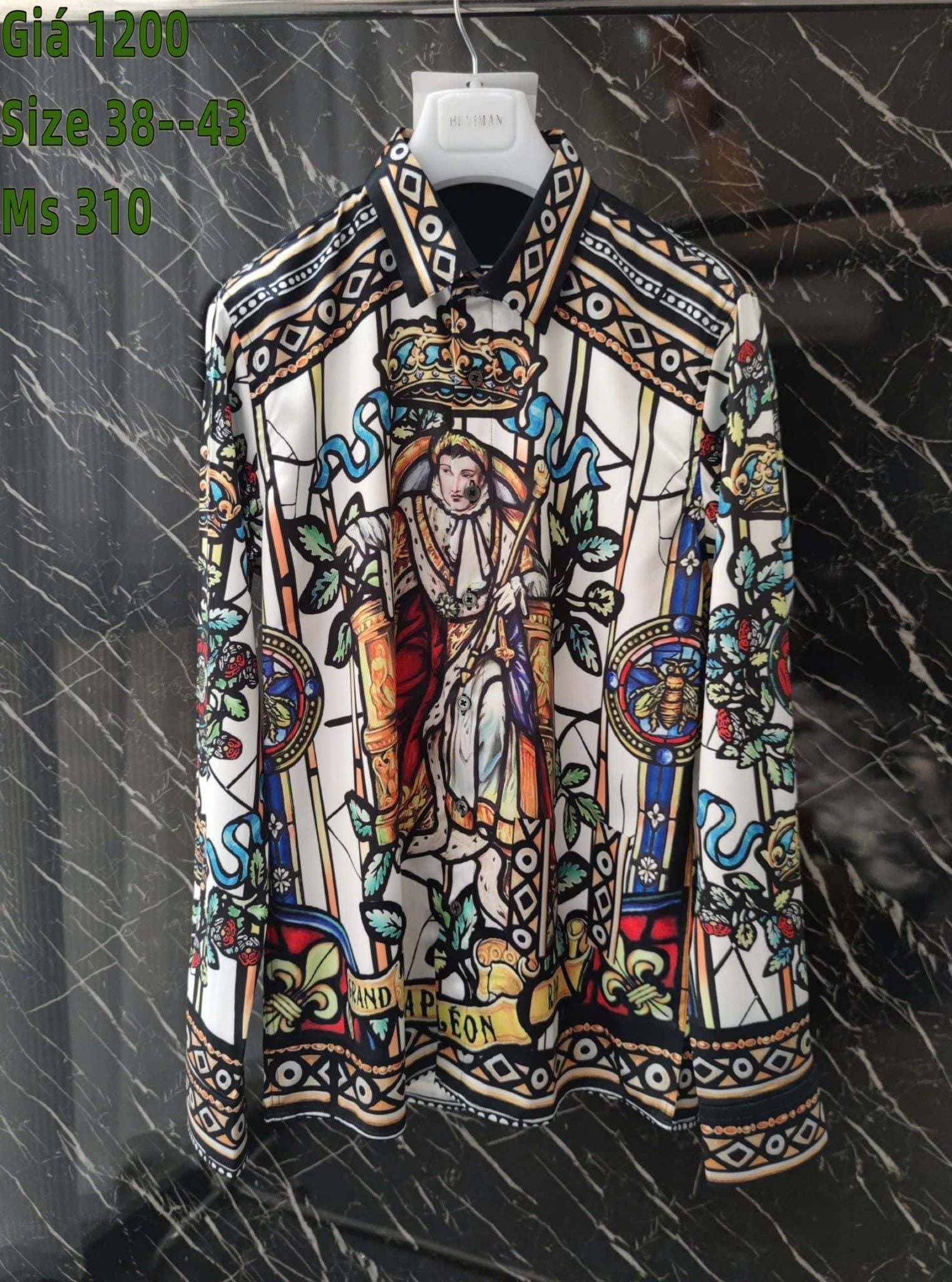 Áo Sơ Mi Lụa Cao Cấp Martini Dolce & Gabbana họa tiết Napoleon