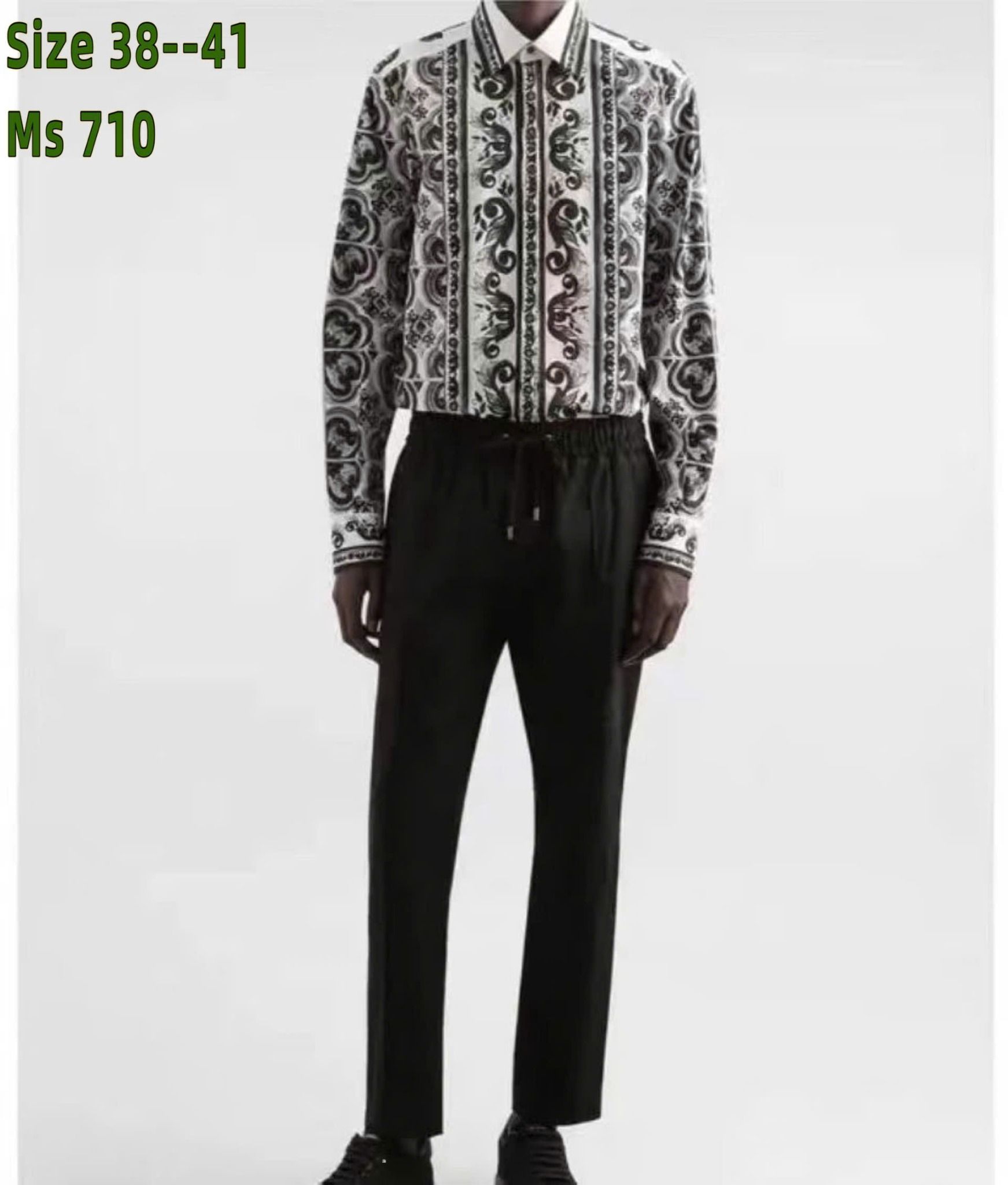 Áo Sơ Mi Nam Cao Cấp họa tiết Majolica Dolce & Gabbana