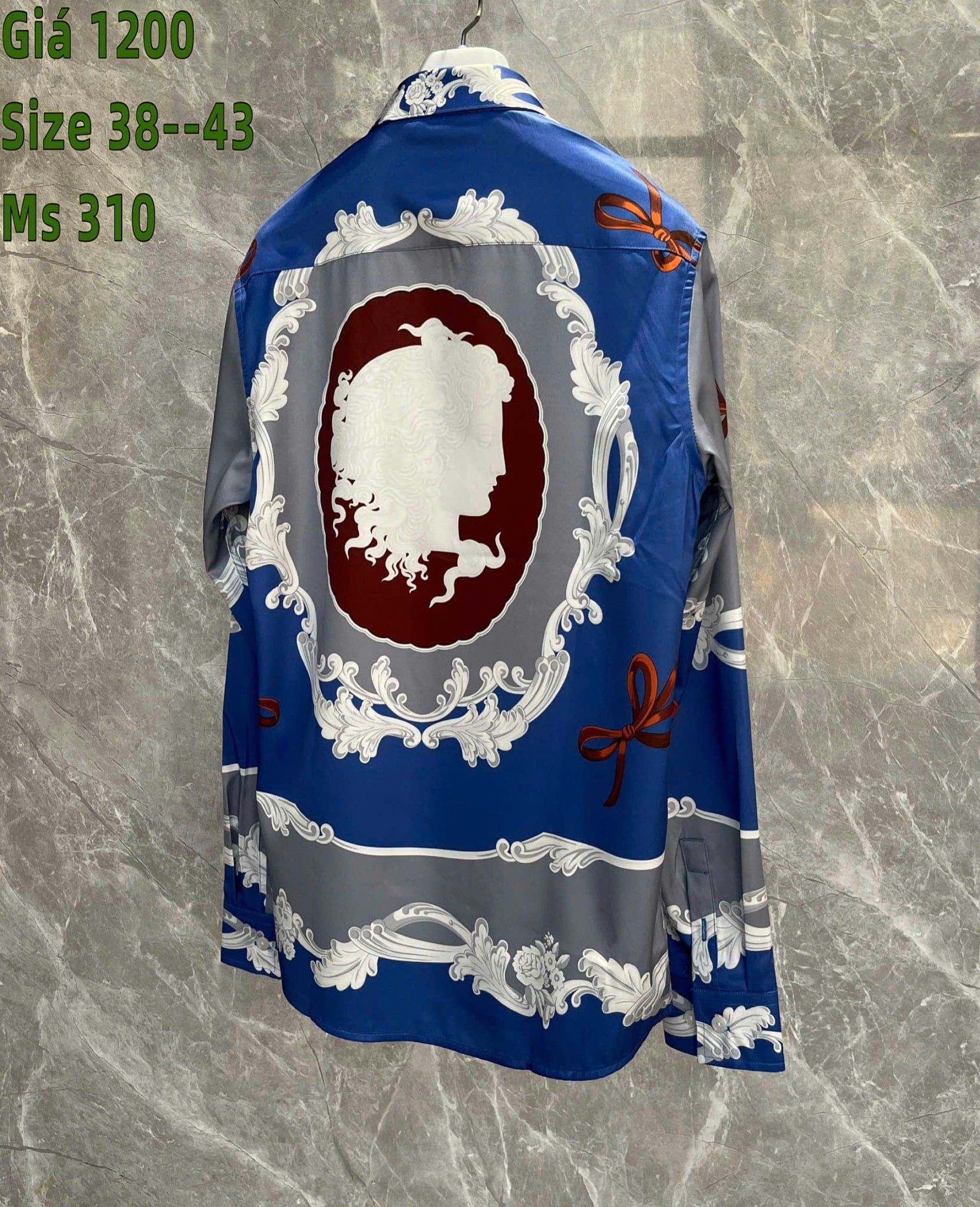 Áo Sơ Mi Lụa Cao Cấp Versace họa tiết Medusa Cameo