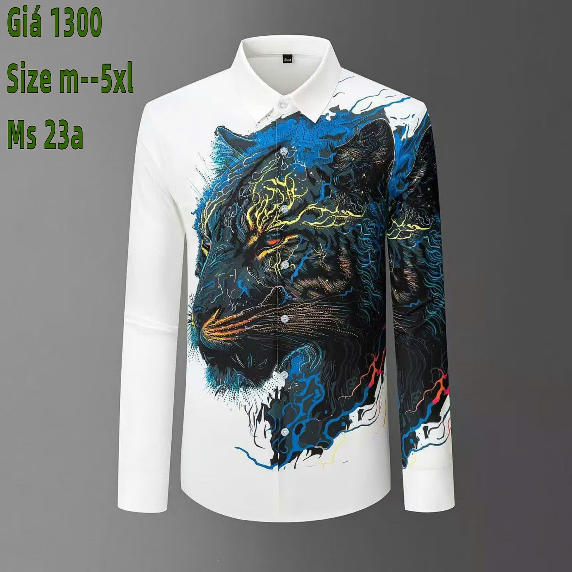 Áo Sơ Mi Lụa Nam Cao Cấp Họa Tiết Hổ Neon