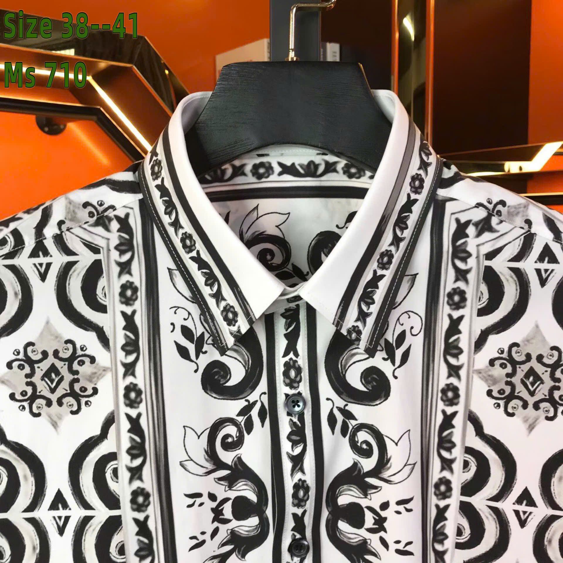 Áo Sơ Mi Nam Cao Cấp họa tiết Majolica Dolce & Gabbana