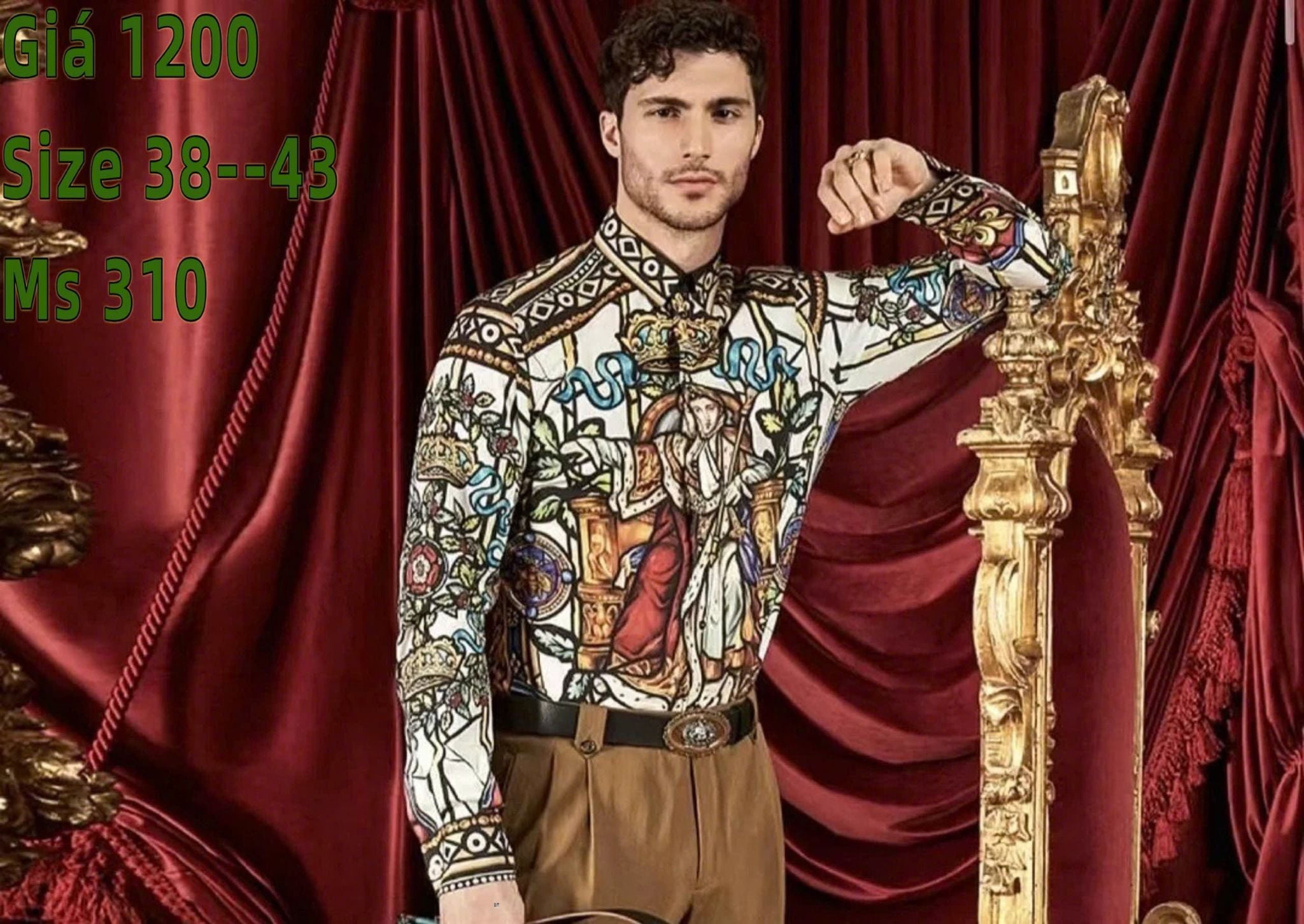 Áo Sơ Mi Lụa Cao Cấp Martini Dolce & Gabbana họa tiết Napoleon