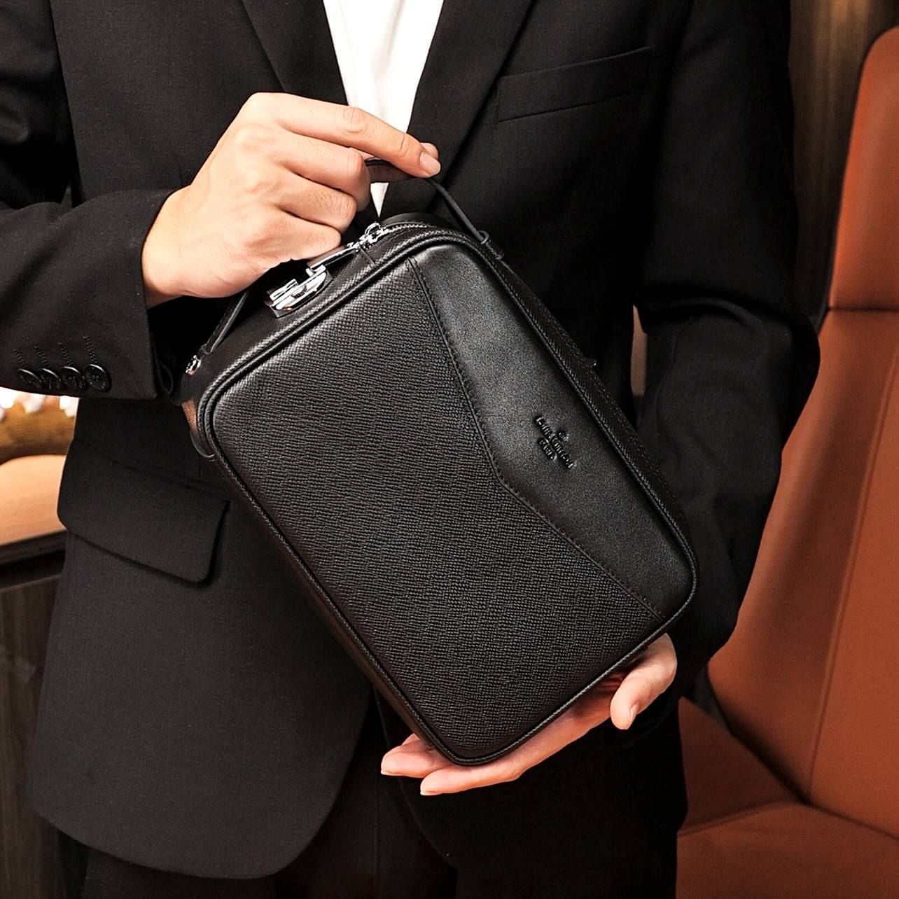 VKS79 Ví Khóa Số, Ví Nam Cầm tay, Clutch Cầm Tay Nam Da Bò Louis Vuitton