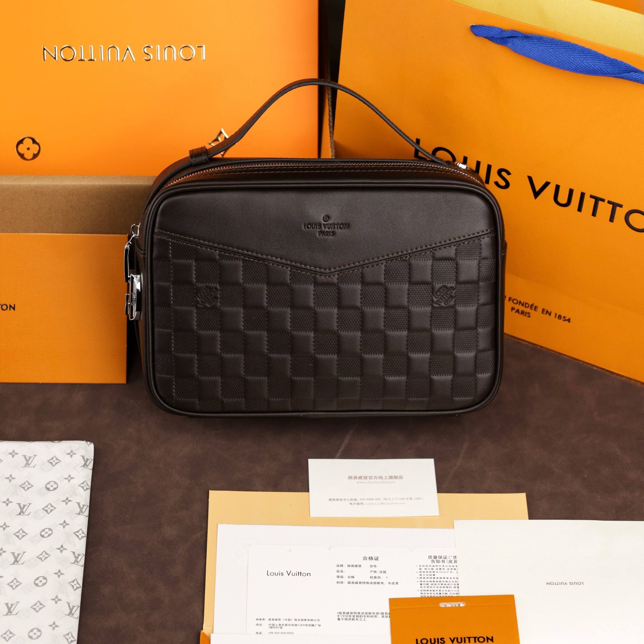 VKS80 Ví Khóa Số, Ví Nam Cầm tay, Clutch Cầm Tay Nam Da Bò Louis Vuitton