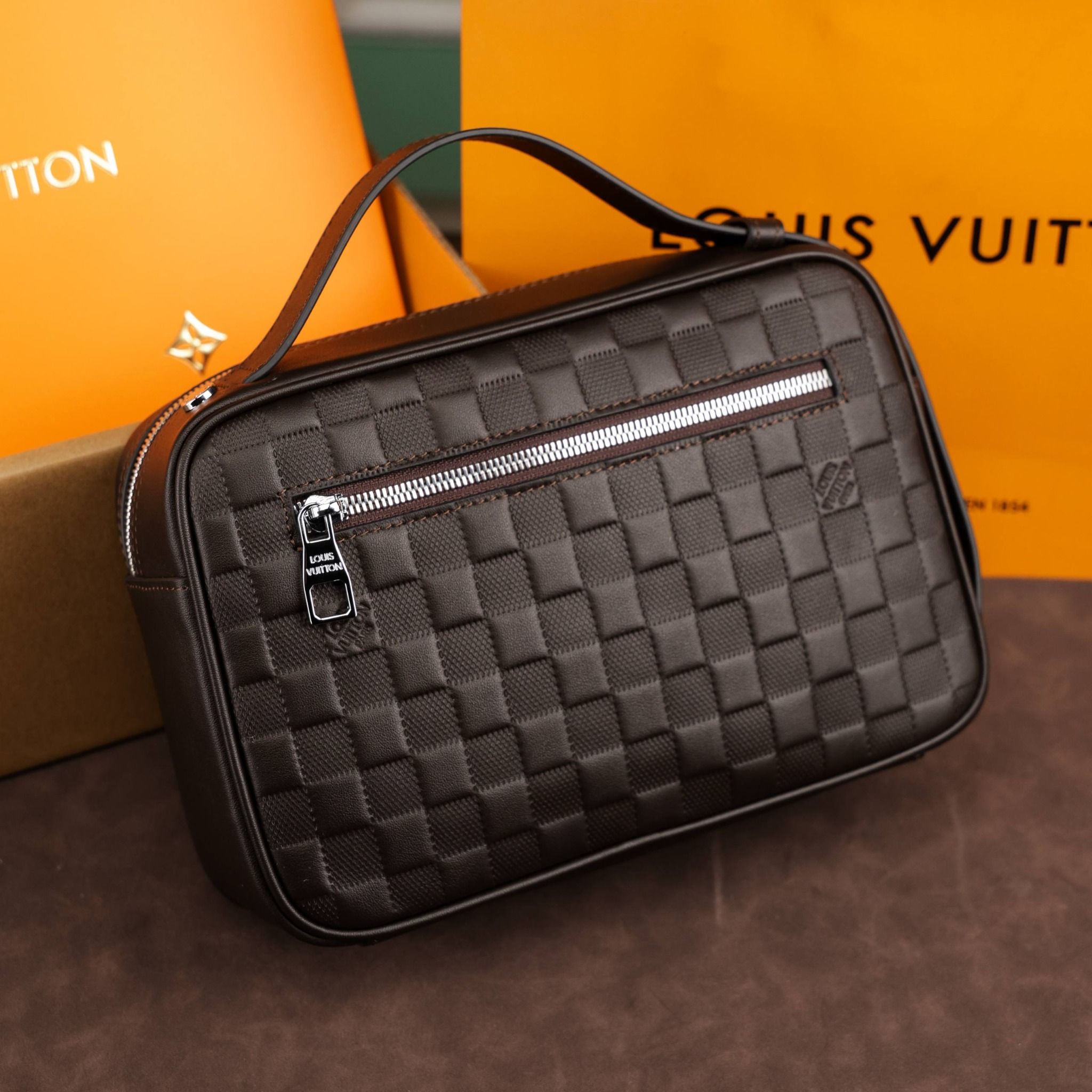 VKS80 Ví Khóa Số, Ví Nam Cầm tay, Clutch Cầm Tay Nam Da Bò Louis Vuitton