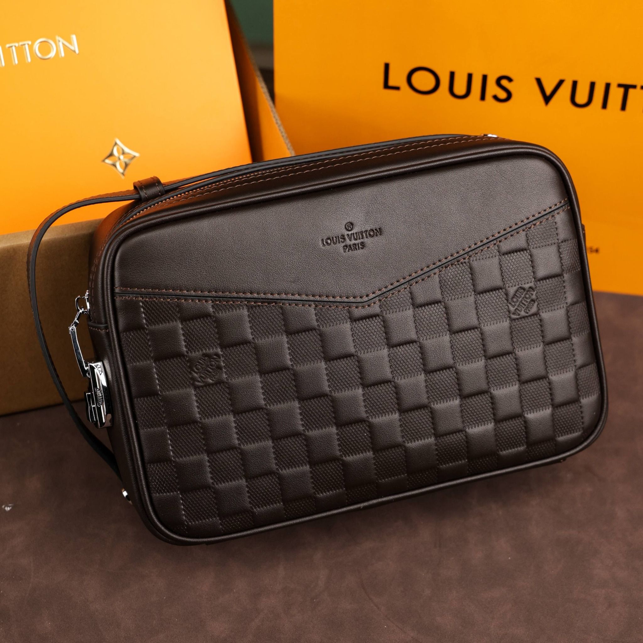 VKS80 Ví Khóa Số, Ví Nam Cầm tay, Clutch Cầm Tay Nam Da Bò Louis Vuitton